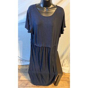 J Jill Navy Comfy Maxi Dress Short Sleeve Long Womens Size XL 16/18